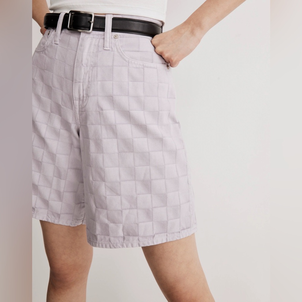 Madewell Dusty Lavender Purple Bermuda Shorts in Checkerboard Jacquard size 27